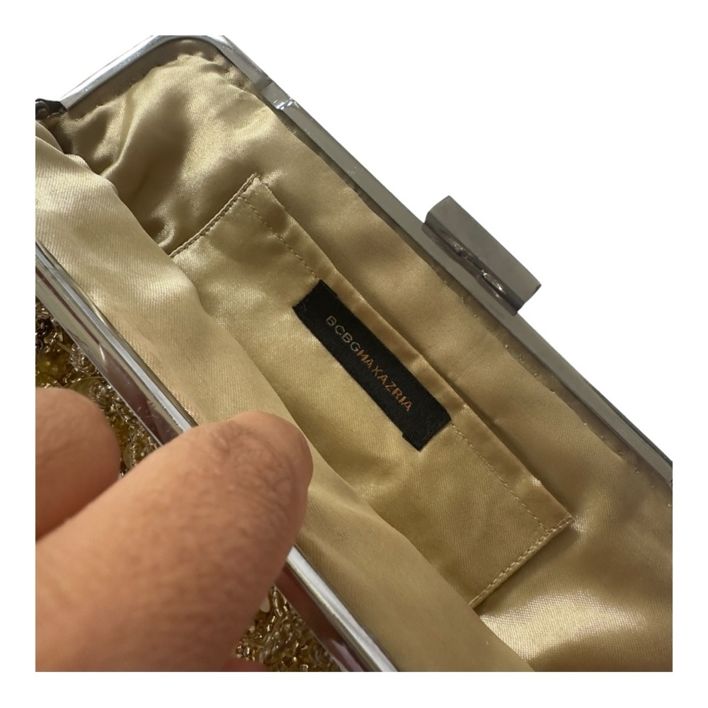 BCBG MAXAZRIA GOLD SEQUIN CLUCTCH W SATIN LINING Dazzling Gold Evening Clutch - Picture 6 of 13